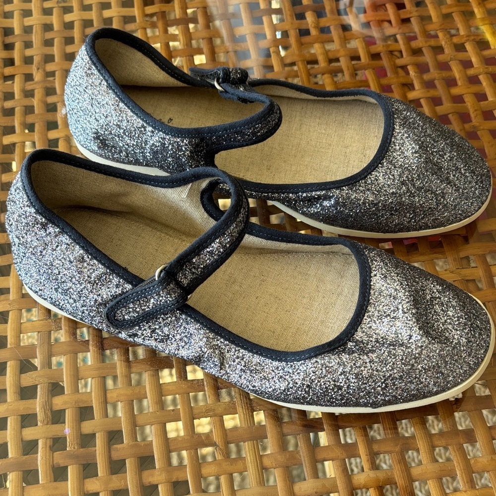 Zara Glittery Soft Mary Jane Flats 36 NWOT